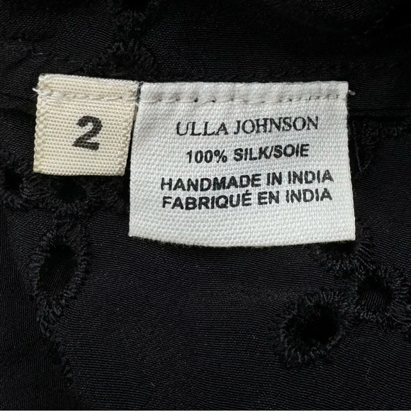 ULLA JOHNSON Althea Black Silk Eyelet Blouse. Quiet Luxury Old Money Size 2 - Picture 7 of 14